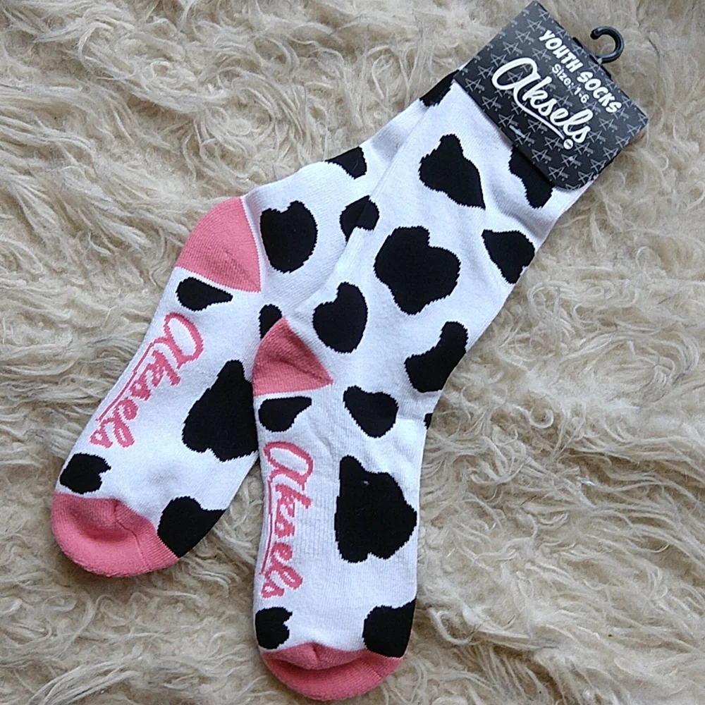 Aksels Holstein Cow Print Youth Novelty Socks Farm Animal